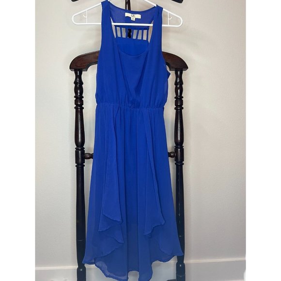Ya Los Angeles Women's Midi Sleeveless Scoop Neck Truly Cobalt Blue Dress Size S - Picture 2 of 11